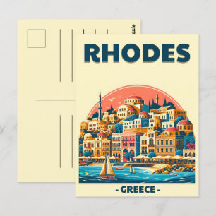Retro Rhodos City - Griekenland vakantiereis gesch Briefkaart