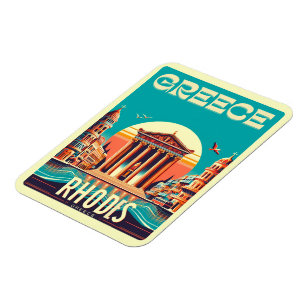 Retro Rhodos Stad - Griekenland vakantie trip cade Magneet