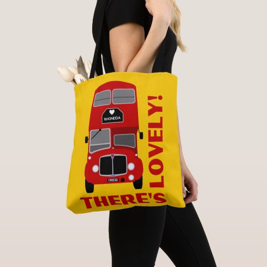  Retro Rhondda, Wales Double Decker Bus Tote Bag (Dichtbij)