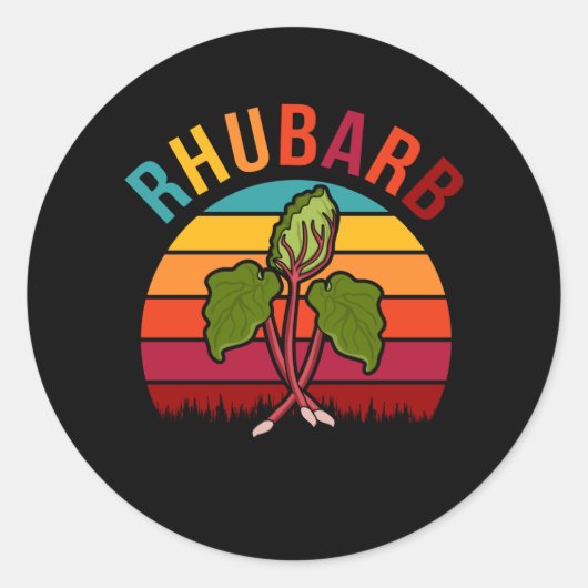 Retro Rhubarb  Rhubard Strawberry Pie Day Ronde Sticker (Voorkant)