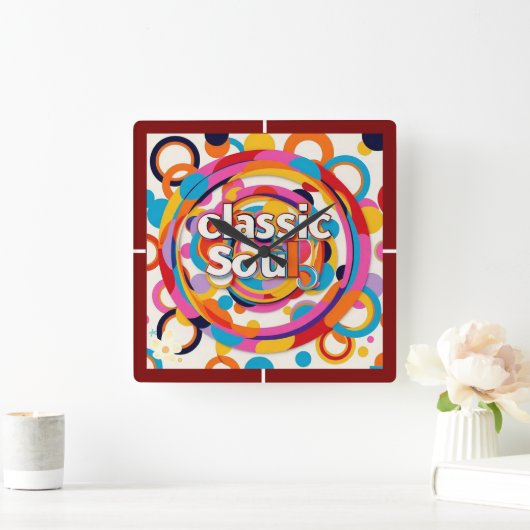 "Retro Rhythms" Vierkante Klok (Huis)