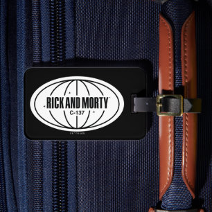 Retro Rick en Morty C-137 Dimension-badge Bagagelabel