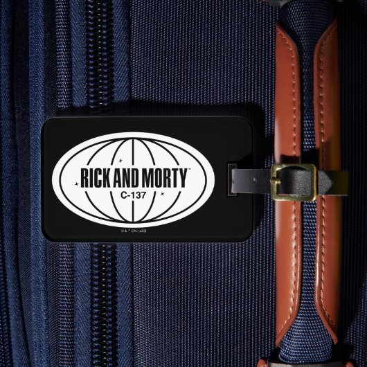 Retro Rick en Morty C-137 Dimension-badge Bagagelabel (Voorkant Insitu 4)
