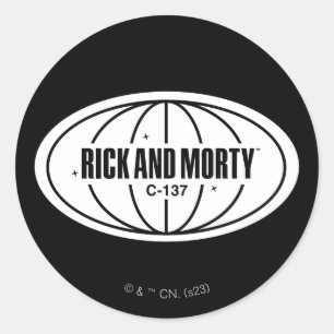 Retro Rick en Morty C-137 Dimension-badge Ronde Sticker