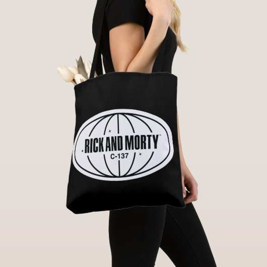 Retro Rick en Morty C-137 Dimension-badge Tote Bag (Dichtbij)