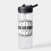 Retro Rick en Morty C-137 Dimension-badge Waterfles (Links)