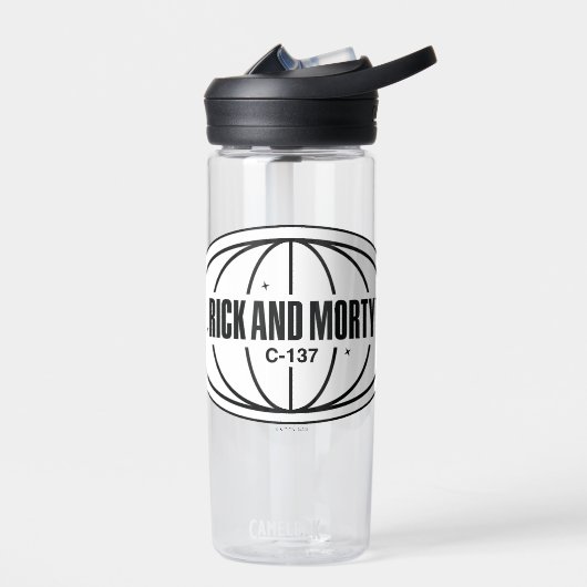 Retro Rick en Morty C-137 Dimension-badge Waterfles (Links)