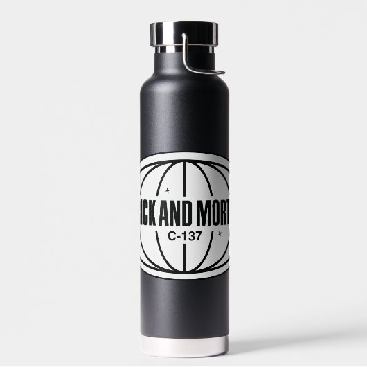 Retro Rick en Morty C-137 Dimension-badge Waterfles (Links)