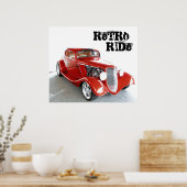 Retro Ride - Antiek Klassiek Rood Poster (Keuken)