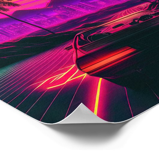 Retro Ride: Racing the Sunset's Synthwaves Poster (Hoek)