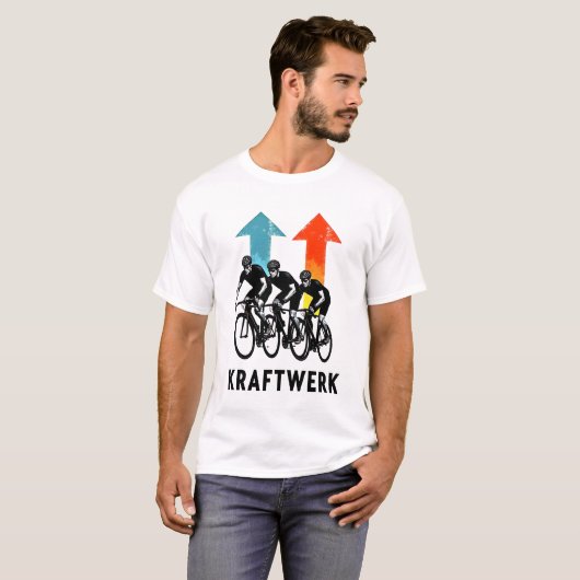 Retro Ride Revolution: Kraftwerk Cycling Crew T-sh T-shirt (Voorkant volledig)