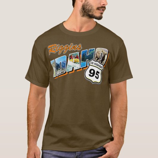 Retro Riggins Idaho Rafting Vissen Camping T-shirt (Voorkant)
