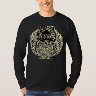 Retro Rijder Schedel Helm Vleugels Motorfiets T-Sh T-shirt