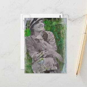 retro rijke arme meisje vrouw Mixed media collage Briefkaart