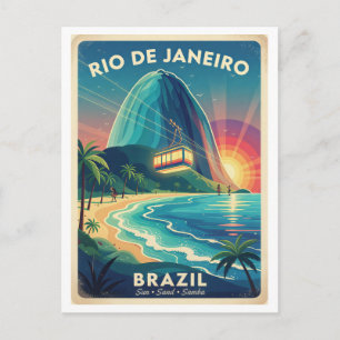 Retro Rio de Janeiro Brazilië Reizen jaren 50 Briefkaart