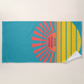 Retro Rising Sun Bachelorette Blue Red Yellow Strandlaken (Voorkant)
