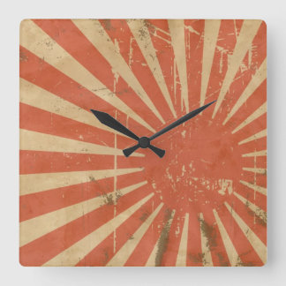 Retro Rising Sun Wallklok Vierkante Klok