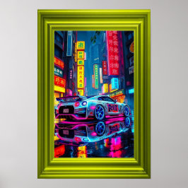 Retro rit in stadslicht poster
