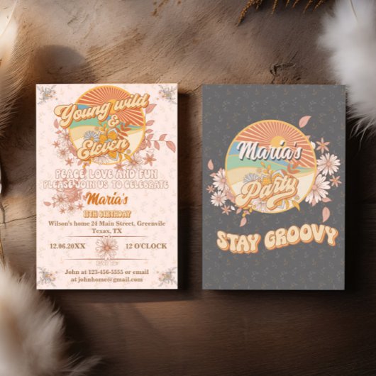 Retro ritme de ultieme groovy 11e verjaardag kaart