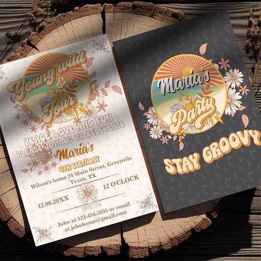 Retro ritme de ultieme groovy 4e verjaardag kaart