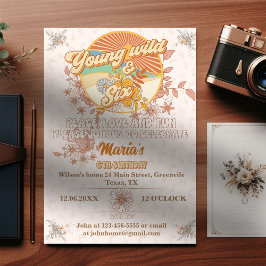 Retro ritme de ultieme groovy 6e verjaardag kaart