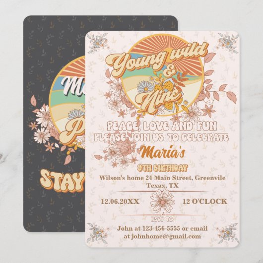 Retro ritme de ultieme groovy 9e verjaardag kaart (Voorkant / Achterkant)