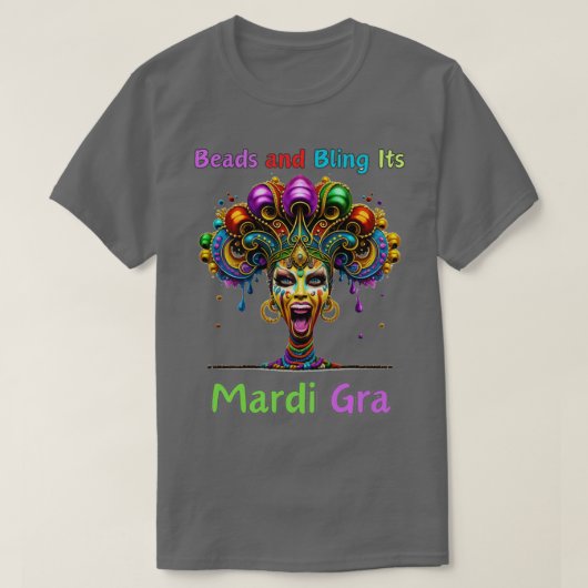 Retro ritmes van Mardi Gras kralen Fusion Cajun Pa T-shirt (Design voorkant)