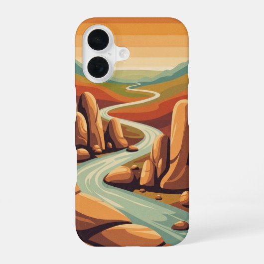 Retro Riverstones Valley iPhone 16 Hoesje (Achterkant)