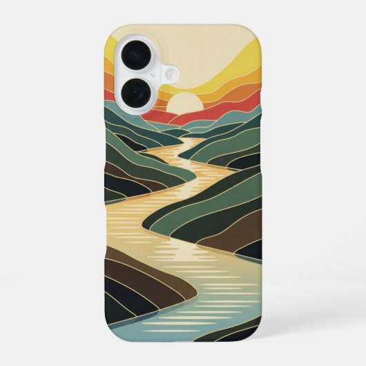 Retro Rivier Gloed iPhone 16 Hoesje (Achterkant)