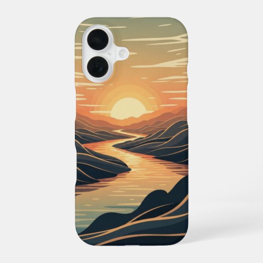 Retro Rivier Gloed iPhone 16 Hoesje (Achterkant)
