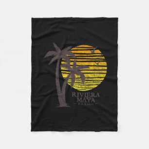 Retro Riviera Maya Mexico Strand Zonsondergang Her Fleece Deken