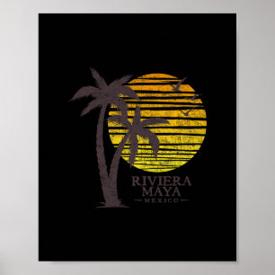 Retro Riviera Maya Mexico Strand Zonsondergang Her Poster