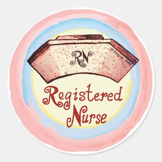 Retro RN Nurse Pet Ronde Sticker (Voorkant)