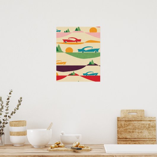 RETRO ROAD TRIP BEIGE POSTER (Keuken)