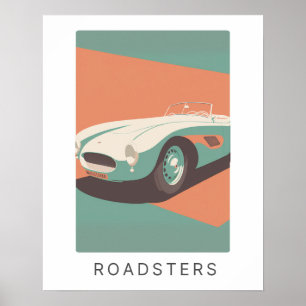 Retro roadster druk in pastel   Vervoer Poster