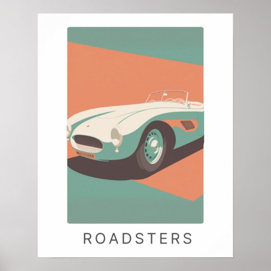 Retro roadster druk in pastel | Vervoer Poster (Voorkant)