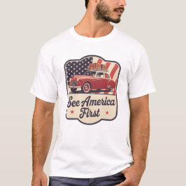 Retro Roadtrip USA 4 juli Patriottisch T-shirt