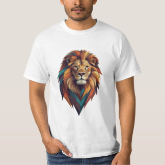 Retro Roar: Geometrische Lion Embleem T-shirt Desi