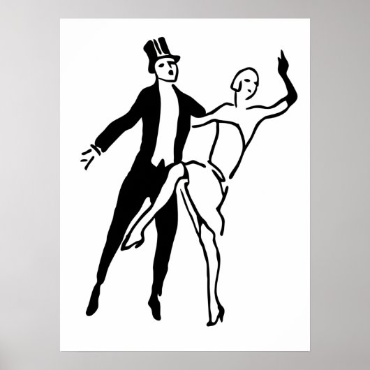  retro Roaring Twenties Couple Dance Shape Poster (Voorkant)