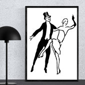 retro Roaring Twenties Couple Dance Shape Poster