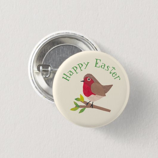 Retro Robin Happy Easter Schattigee gepersonalisee Ronde Button 3,2 Cm (Voorkant /achterkant)