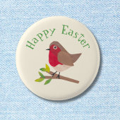 Retro Robin Happy Easter Schattigee gepersonalisee Ronde Button 3,2 Cm