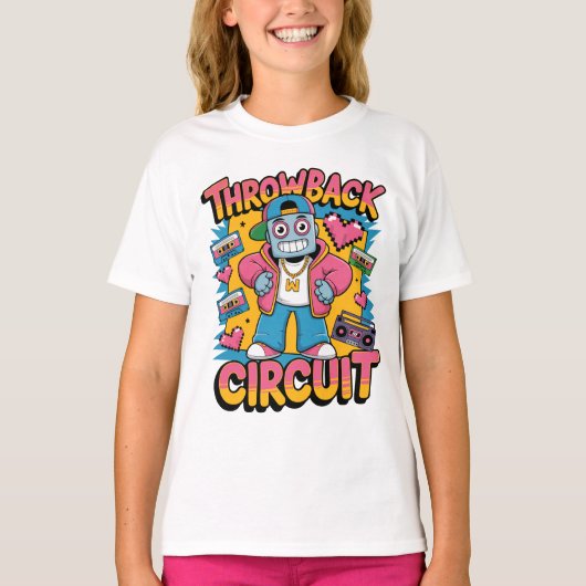 Retro Robot 90s Hip Hop Design – Leuk Cartoon Kuss T-shirt (Voorkant)