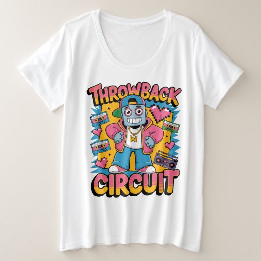 Retro Robot 90s Hip Hop Design – Leuke Cartoon Goo Grote Maat T-shirt (Design voorkant)