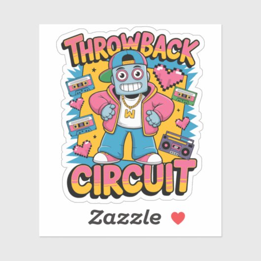 Retro Robot 90s Hip Hop Design – Leuke Cartoon Goo Sticker (Vel)