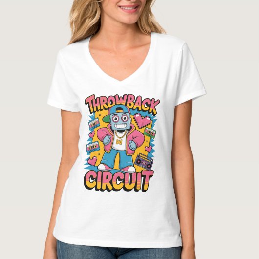 Retro Robot 90s Hip Hop Design – Leuke Cartoon Goo T-shirt (Voorkant)