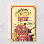 Retro Robot Baby shower uitnodiging (Voorkant)