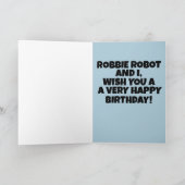 RETRO ROBOT BIRTHDAY SCI-FI Wenskaart Kaart (Binnen)