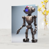 RETRO ROBOT BIRTHDAY SCI-FI Wenskaart Kaart (Gele Bloem)