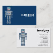 Retro Robot - Blauw (Alternatieve zijkanten) Visitekaartje (Voorkant / Achterkant)